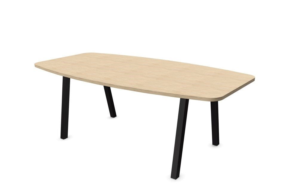 Arches Barrel Shape Meeting Table with Metal Legs Desking Buronomic Black Bleached Oak 