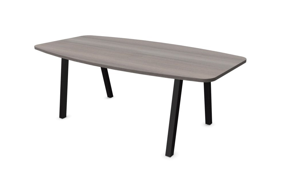 Arches Barrel Shape Meeting Table with Metal Legs Desking Buronomic Black Cedar 