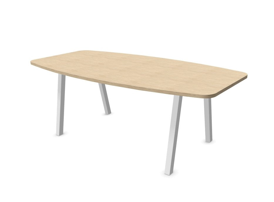 Arches Barrel Shape Meeting Table with Metal Legs Desking Buronomic White Bleached Oak 