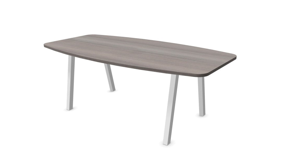 Arches Barrel Shape Meeting Table with Metal Legs Desking Buronomic White Cedar 