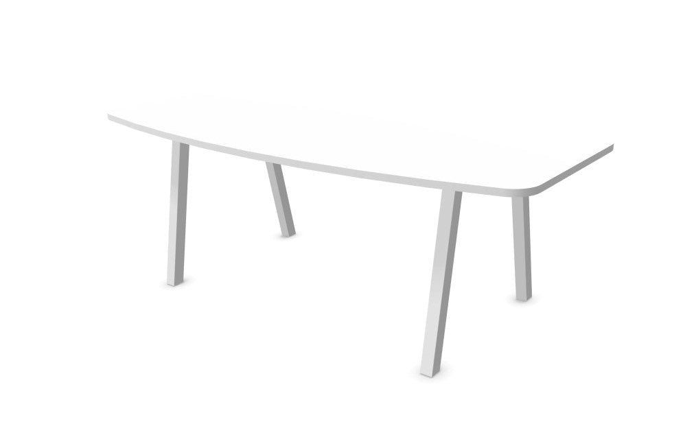 Arches Barrel Shape Meeting Table with Metal Legs Desking Buronomic White White 