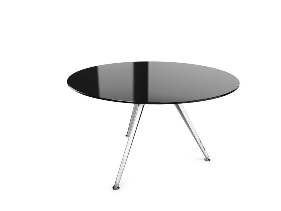 Arkitek Circular Meeting Table BOARDROOM Actiu Polished Black Glass 1000mm Diameter