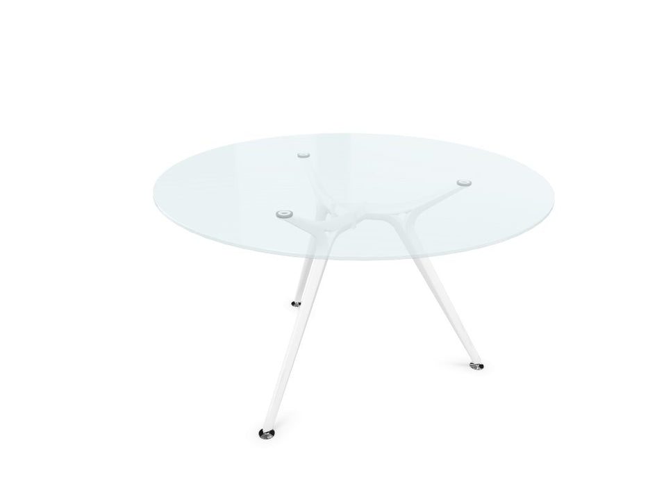 Arkitek Circular Meeting Table BOARDROOM Actiu White Frosted Glass 1000mm Diameter
