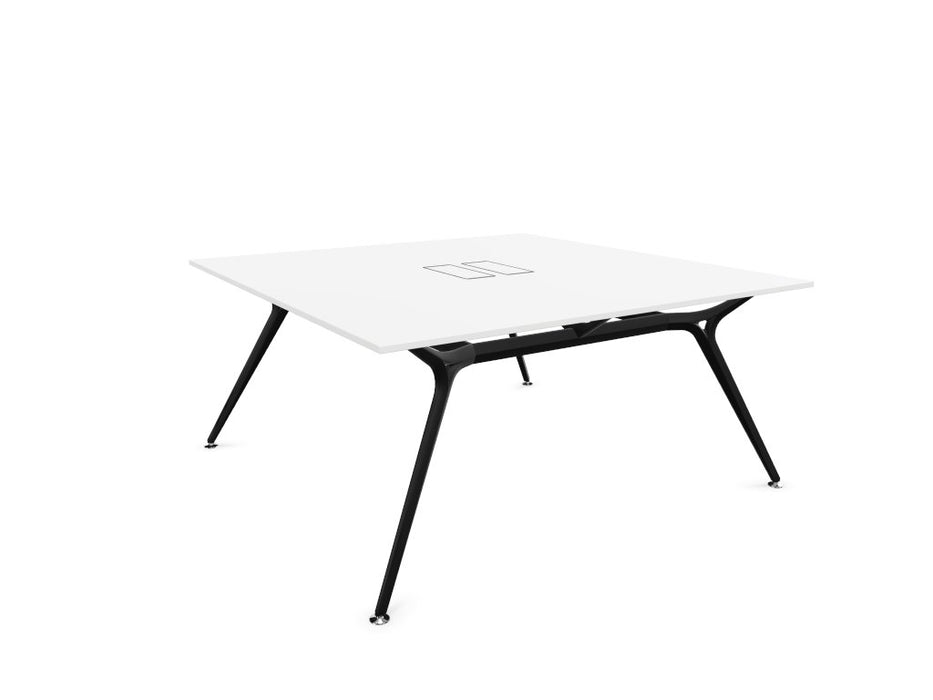 Arkitek Designer Bench Desk with Black Frame Office Bench Desks Actiu White Cable Tray + Cable Access 2 Person