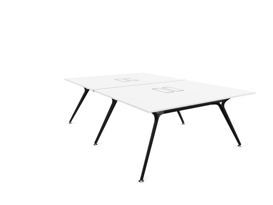 Arkitek Designer Bench Desk with Black Frame Office Bench Desks Actiu White Cable Tray + Cable Access 4 Person