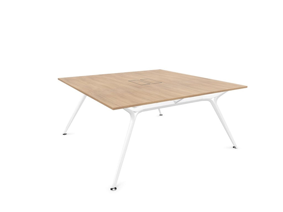 Arkitek Designer Bench Desk with White Frame Office Bench Desks Actiu Chestnut Cable Tray + Cable Access 2 Person