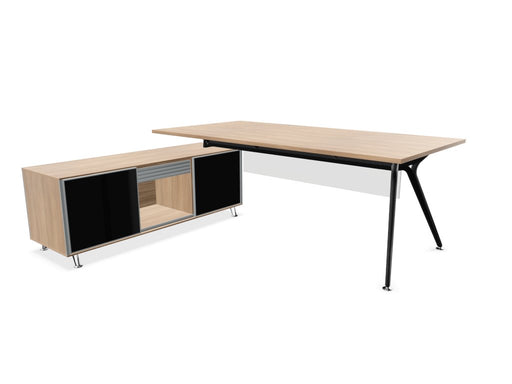 Arkitek Executive desk with Block Supporting Storage Executive Office Desks Actiu Chestnut Left return Black