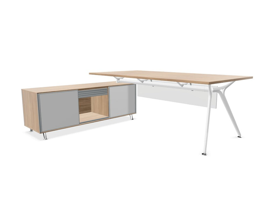 Arkitek Executive desk with Block Supporting Storage Executive Office Desks Actiu Chestnut Left return White