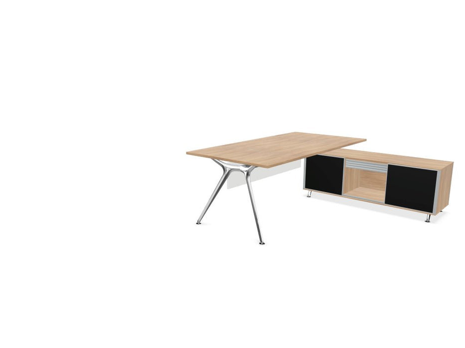 Arkitek Executive desk with Block Supporting Storage Executive Office Desks Actiu Chestnut Right Return Polished