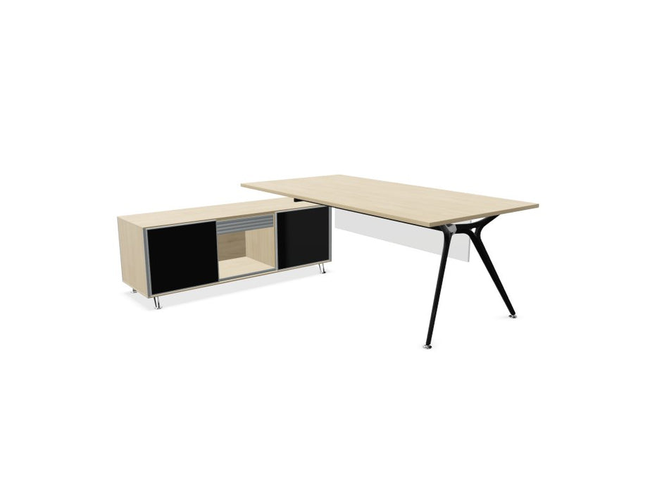 Arkitek Executive desk with Block Supporting Storage Executive Office Desks Actiu Light Oak Left return Black