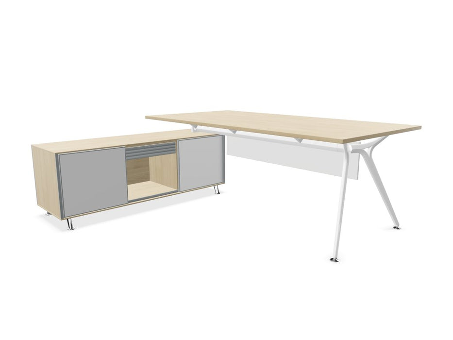 Arkitek Executive desk with Block Supporting Storage Executive Office Desks Actiu Light Oak Left return White