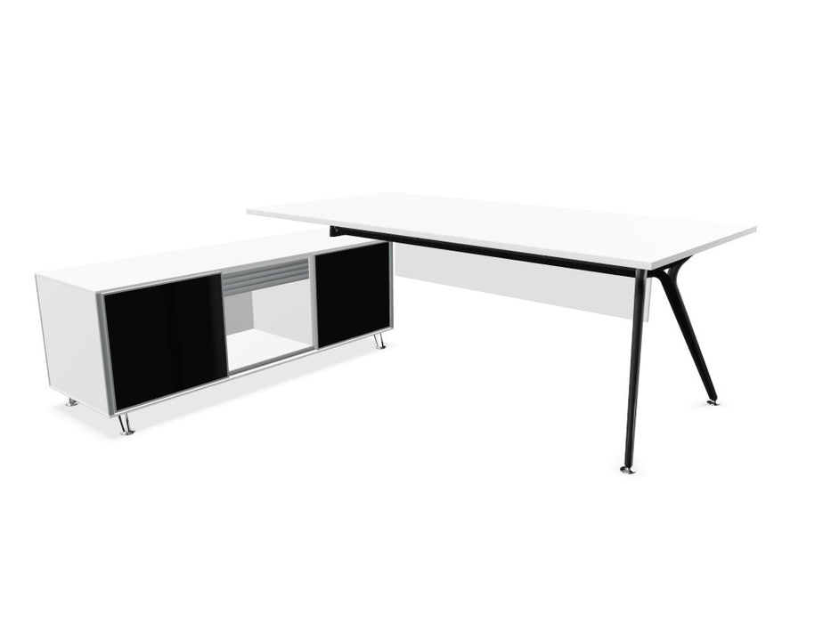 Arkitek Executive desk with Block Supporting Storage Executive Office Desks Actiu White Left return Black