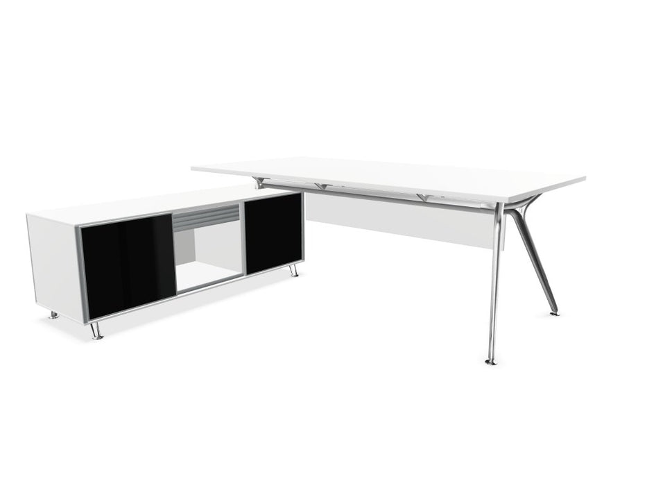 Arkitek Executive desk with Block Supporting Storage Executive Office Desks Actiu White Left return Polished