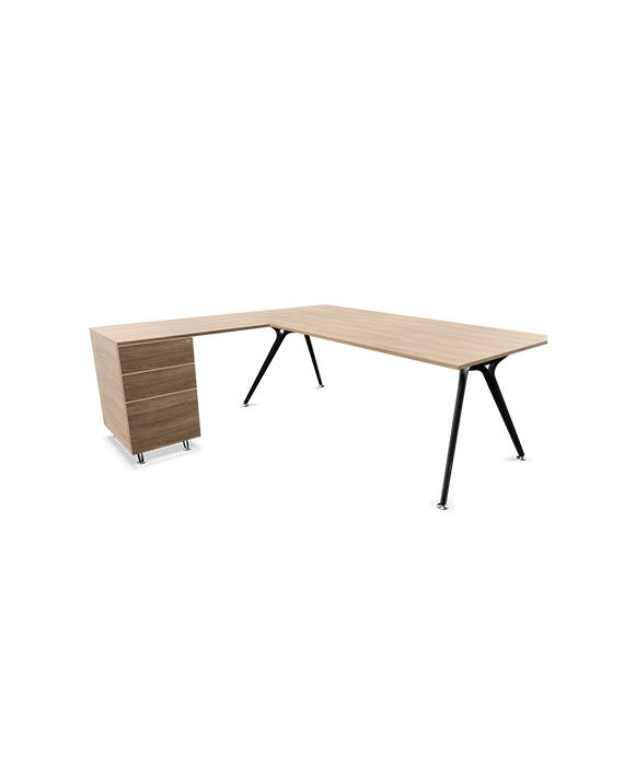 Arkitek Executive desk with supported return - Black Frame executive office desks Actiu 