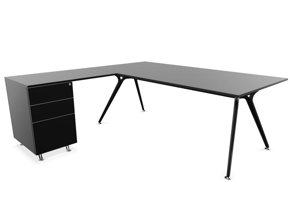 Arkitek Executive desk with supported return - Black Frame executive office desks Actiu Black None Left return