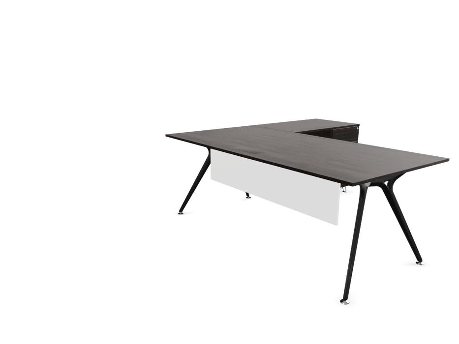 Arkitek Executive desk with supported return - Black Frame executive office desks Actiu Dark Oak Modesty Panel + Cable Tray Right Return