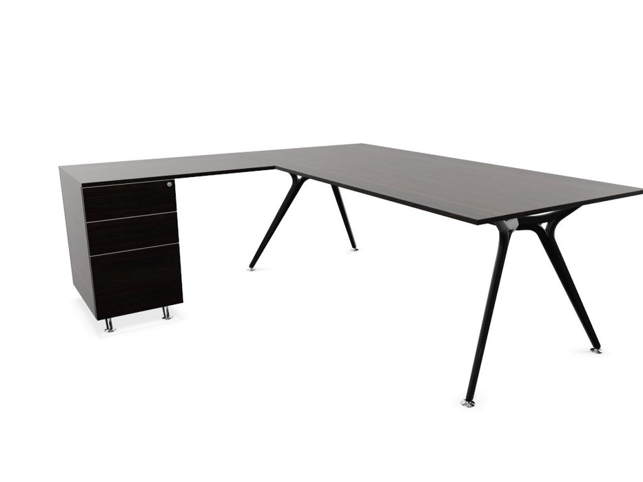 Arkitek Executive desk with supported return - Black Frame executive office desks Actiu Dark Oak None Left return