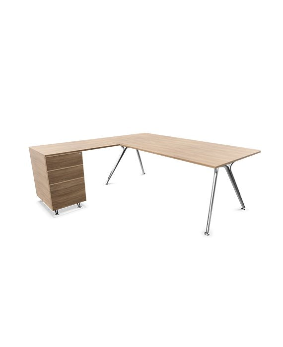 Arkitek Executive desk with supported return - Polished Frame Executive Desks Actiu 