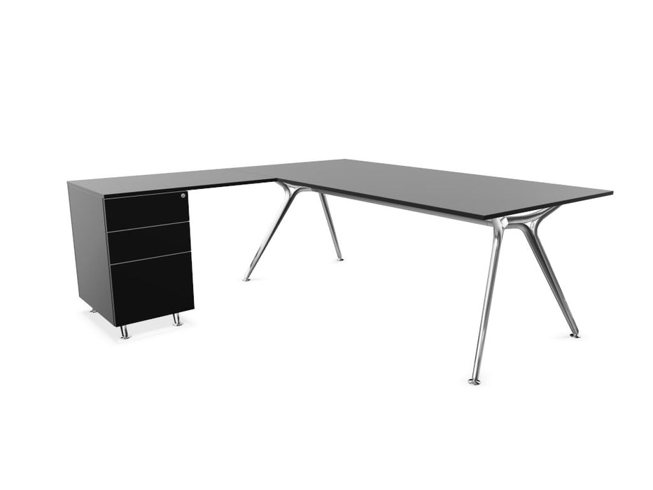 Arkitek Executive desk with supported return - Polished Frame Executive Desks Actiu Black None Left return