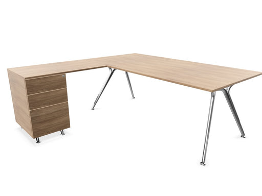 Arkitek Executive desk with supported return - Polished Frame Executive Desks Actiu Chestnut None Left return