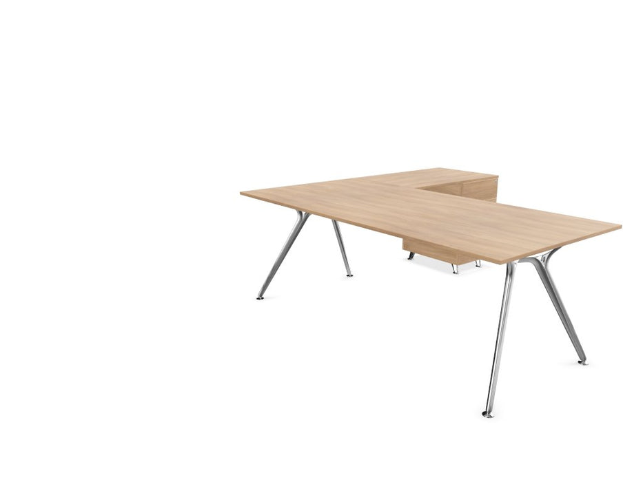 Arkitek Executive desk with supported return - Polished Frame Executive Desks Actiu Chestnut None Right Return