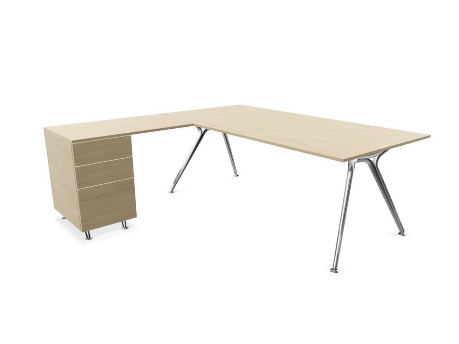 Arkitek Executive desk with supported return - Polished Frame Executive Desks Actiu Light Oak None Left return