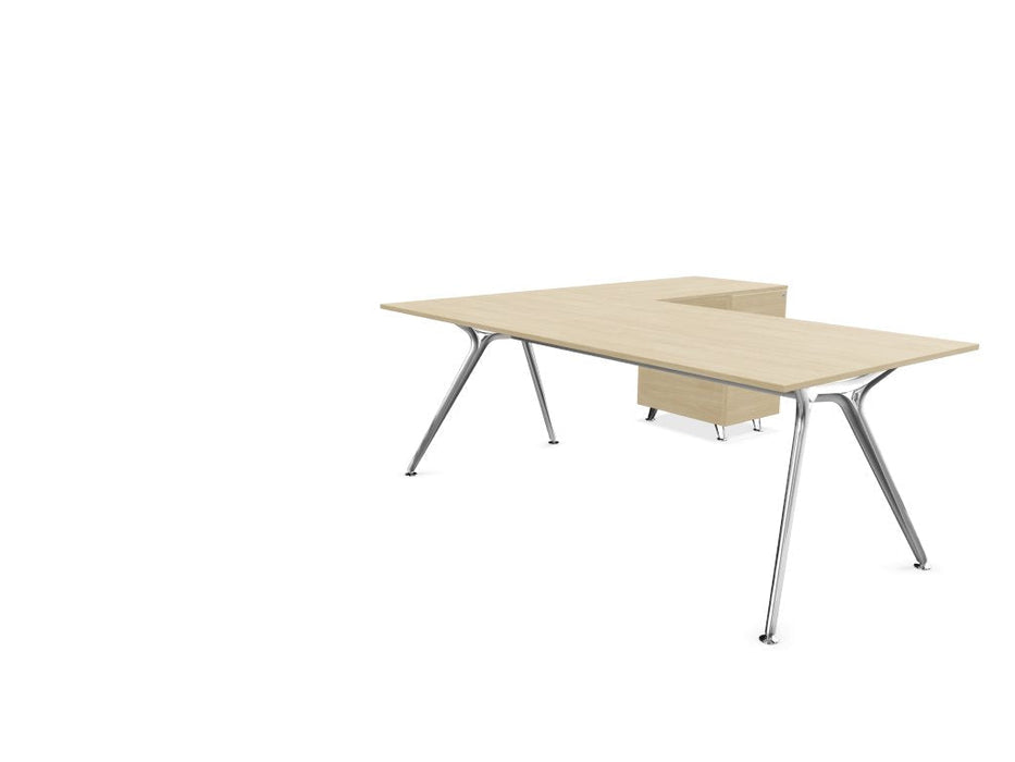 Arkitek Executive desk with supported return - Polished Frame Executive Desks Actiu Light Oak None Right Return