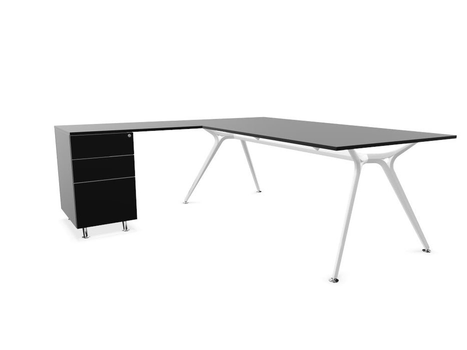 Arkitek Executive desk with supported return - White Frame Executive Desks Actiu Black None Left return