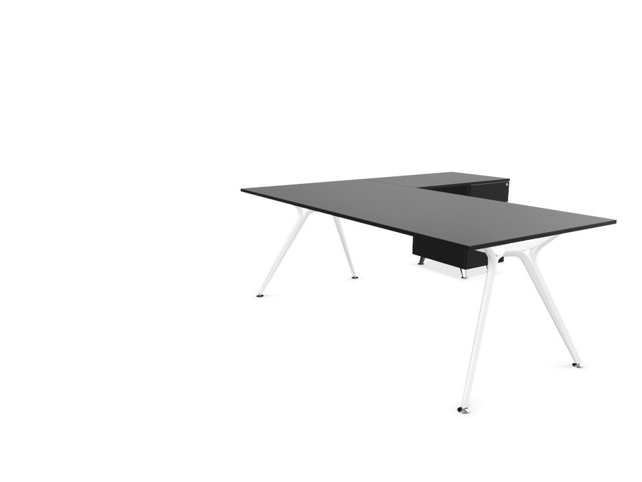 Arkitek Executive desk with supported return - White Frame Executive Desks Actiu Black None Right Return