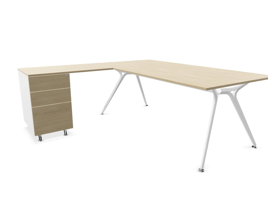 Arkitek Executive desk with supported return - White Frame Executive Desks Actiu Light Oak None Left return