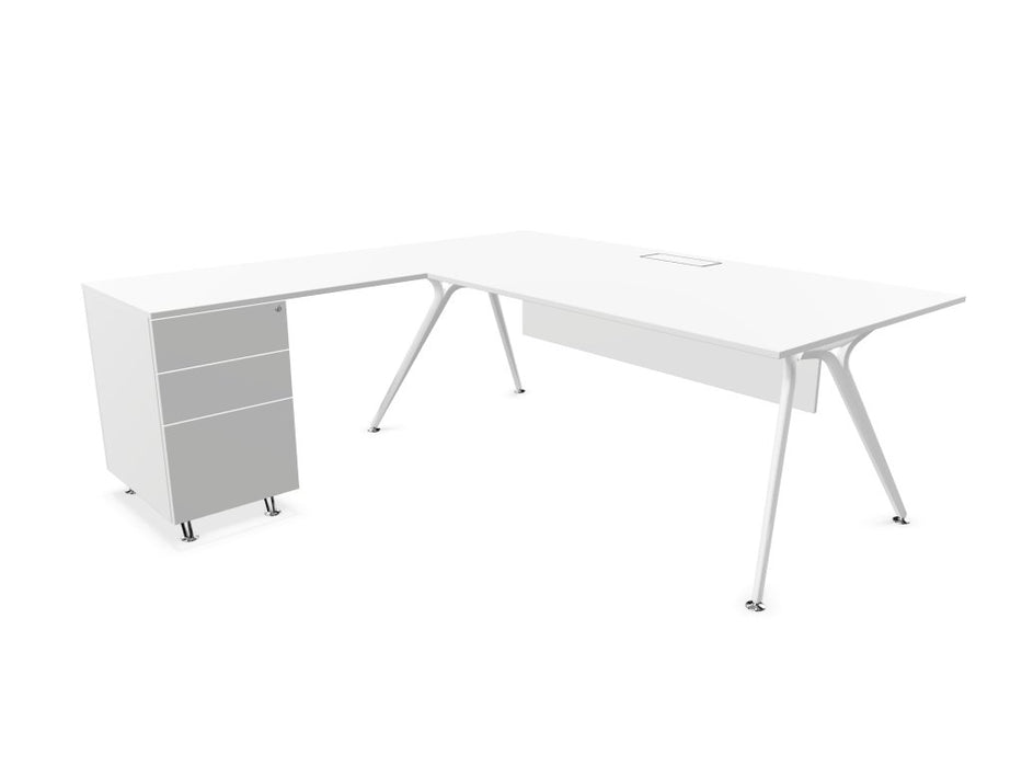 Arkitek Executive desk with supported return - White Frame Executive Desks Actiu White Modesty Panel + Cable Tray Left return