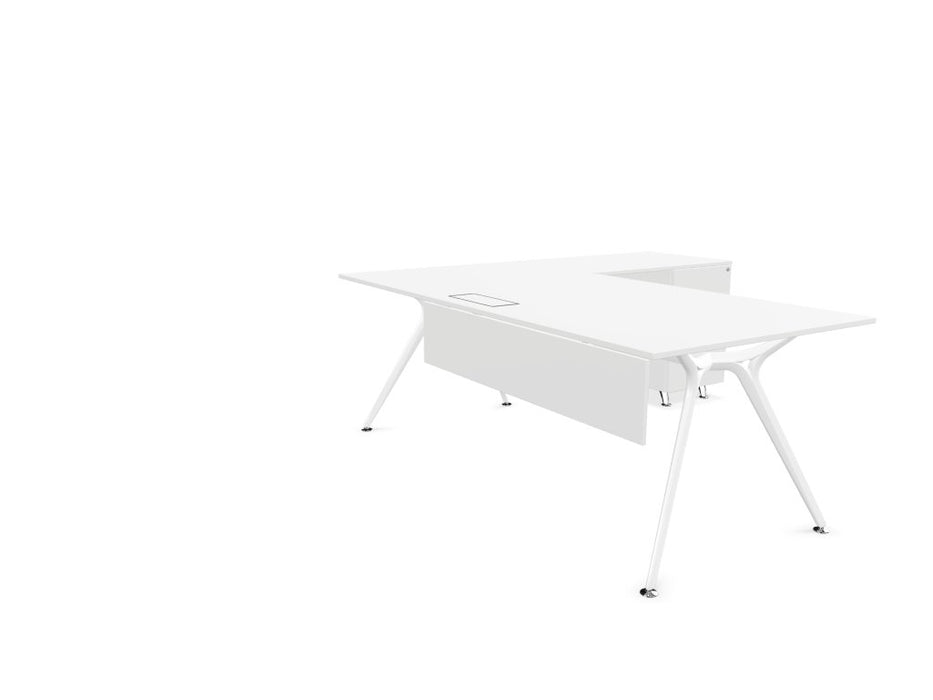 Arkitek Executive desk with supported return - White Frame Executive Desks Actiu White Modesty Panel + Cable Tray Right Return