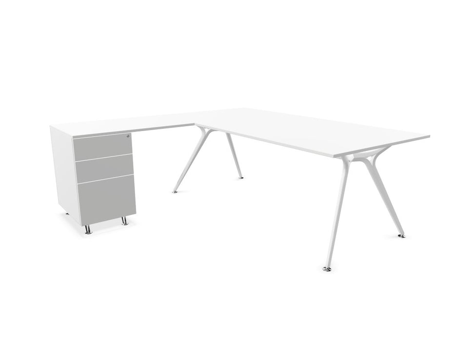 Arkitek Executive desk with supported return - White Frame Executive Desks Actiu White None Left return