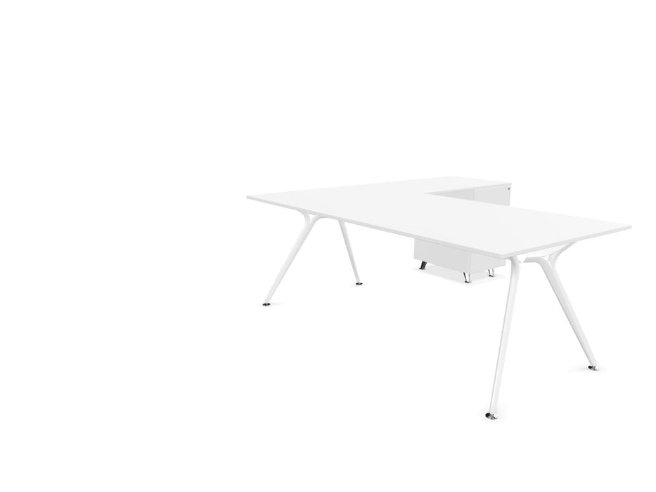 Arkitek Executive desk with supported return - White Frame Executive Desks Actiu White None Right Return