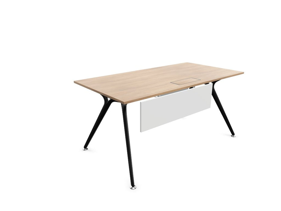 Arkitek Rectangular Office Desks - Black Frame Office Desks Actiu Chestnut Modesty Panel + Cable Tray 1600mm x 800mm