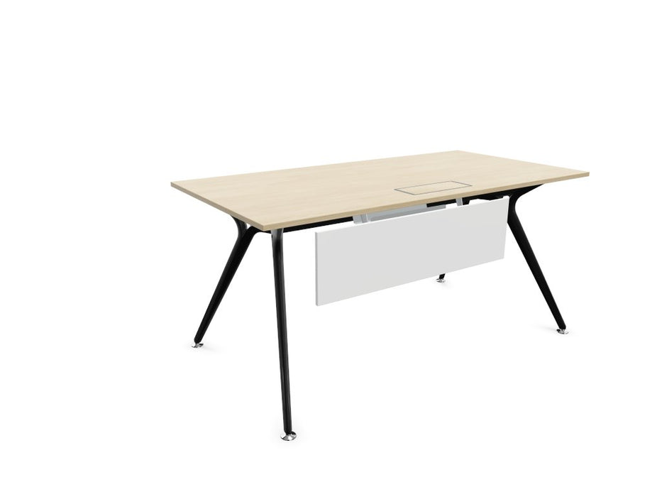 Arkitek Rectangular Office Desks - Black Frame Office Desks Actiu Light Oak Modesty Panel + Cable Tray 1600mm x 800mm