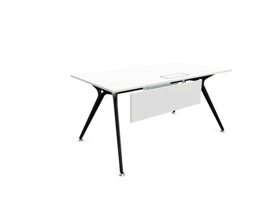 Arkitek Rectangular Office Desks - Black Frame Office Desks Actiu White Modesty Panel + Cable Tray 1600mm x 800mm