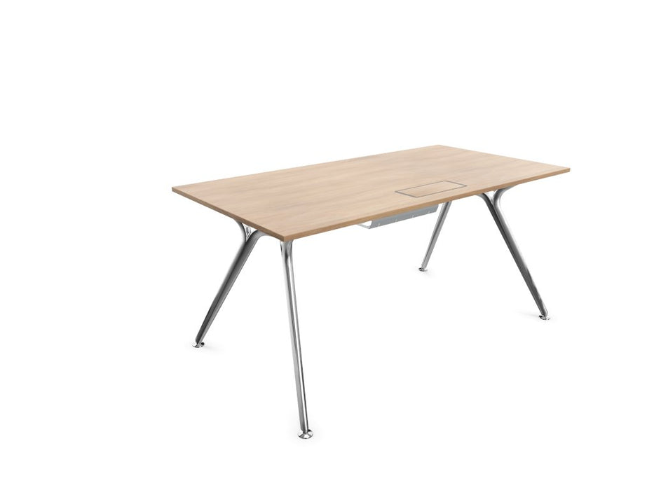 Arkitek Rectangular Office Desks - Polished Frame Office Desks Actiu Chestnut Cable Tray 1600mm x 800mm