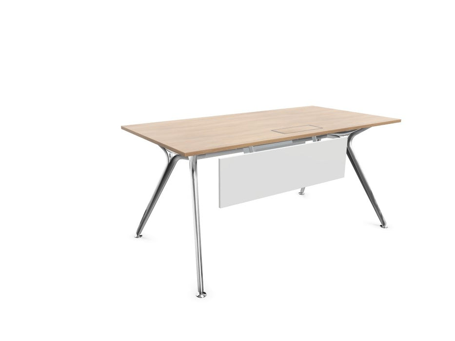 Arkitek Rectangular Office Desks - Polished Frame Office Desks Actiu Chestnut Modesty Panel + Cable Tray 1600mm x 800mm