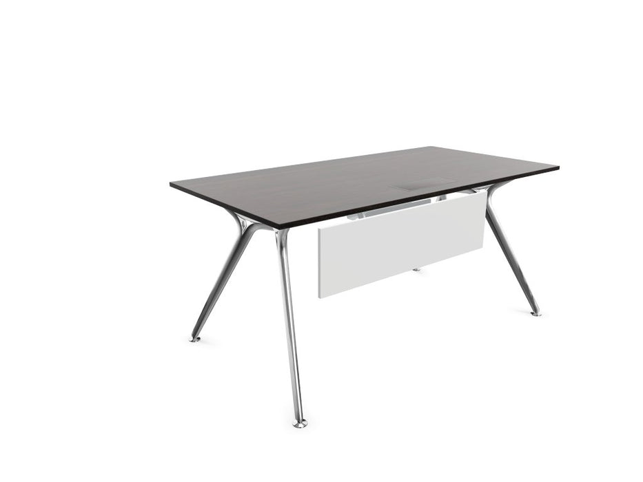 Arkitek Rectangular Office Desks - Polished Frame Office Desks Actiu Dark Oak Modesty Panel + Cable Tray 1600mm x 800mm
