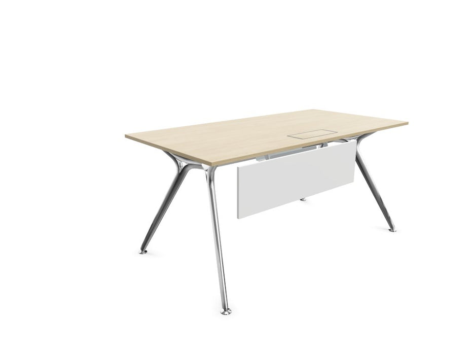 Arkitek Rectangular Office Desks - Polished Frame Office Desks Actiu Light Oak Modesty Panel + Cable Tray 1600mm x 800mm