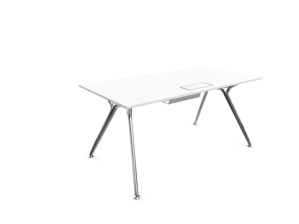 Arkitek Rectangular Office Desks - Polished Frame Office Desks Actiu White Cable Tray 1600mm x 800mm