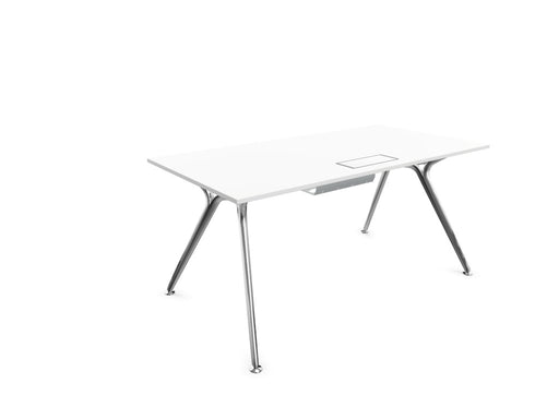 Arkitek Rectangular Office Desks - Polished Frame Office Desks Actiu White Cable Tray 1600mm x 800mm