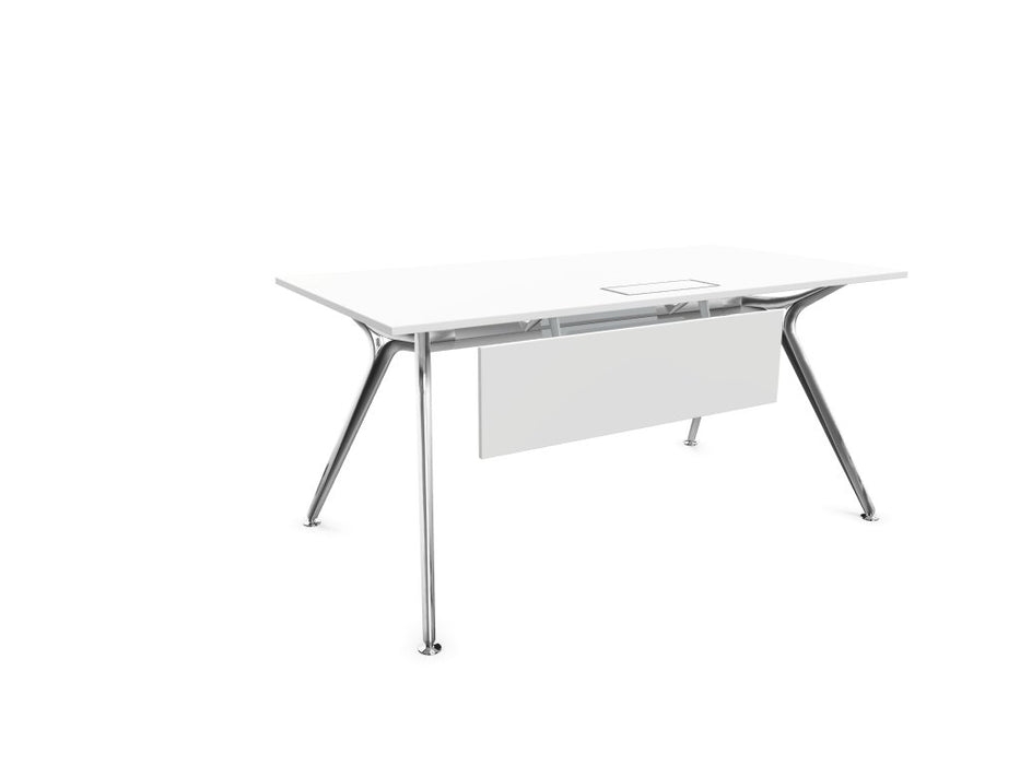 Arkitek Rectangular Office Desks - Polished Frame Office Desks Actiu White Modesty Panel + Cable Tray 1600mm x 800mm