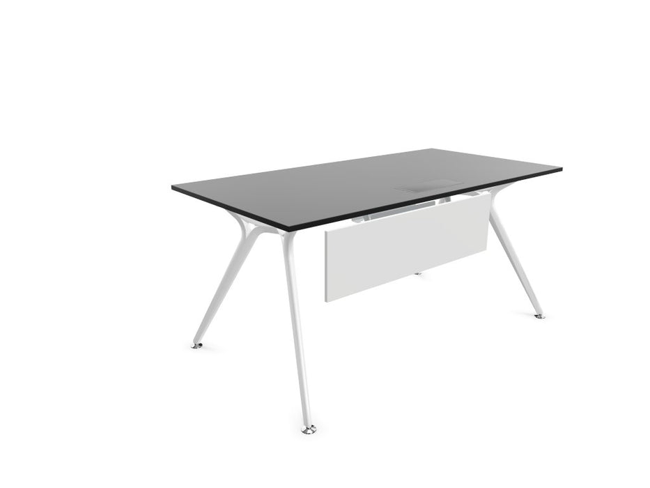 Arkitek Rectangular Office Desks - White Frame office desks Actiu Black Modesty Panel + Cable Tray 1600mm x 800mm