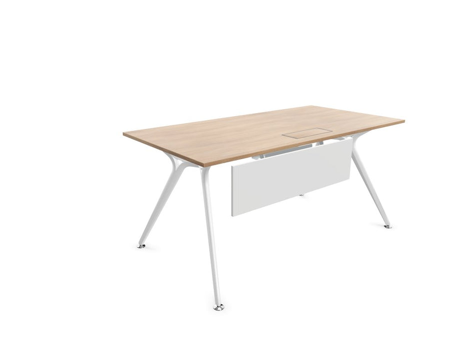 Arkitek Rectangular Office Desks - White Frame office desks Actiu Chestnut Modesty Panel + Cable Tray 1600mm x 800mm