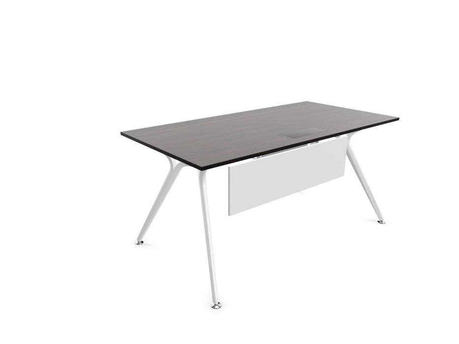 Arkitek Rectangular Office Desks - White Frame office desks Actiu Dark Oak Modesty Panel + Cable Tray 1600mm x 800mm