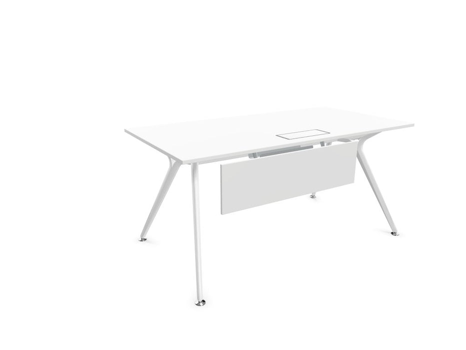 Arkitek Rectangular Office Desks - White Frame office desks Actiu White Modesty Panel + Cable Tray 1600mm x 800mm