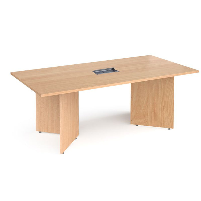 Arrow head leg rectangular boardroom table with central cutout and Aero power module Tables Dams 