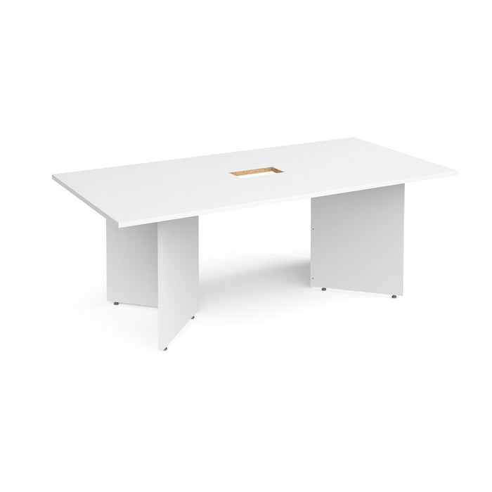 Arrow head leg rectangular boardroom table with central cutout Tables Dams 